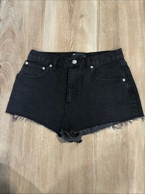 ASOS Black Raw Hem Denim Shorts size 6 petite